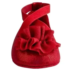 Baby Deer - Red Shimmer Pu One-Strap Skimmer W/Shimmer Chiffon Flower Orn