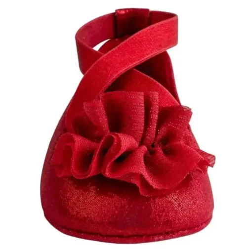 Baby Deer - Red Shimmer Pu One-Strap Skimmer W/Shimmer Chiffon Flower Orn