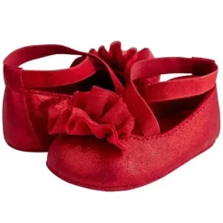 Baby Deer - Red Shimmer Pu One-Strap Skimmer W/Shimmer Chiffon Flower Orn