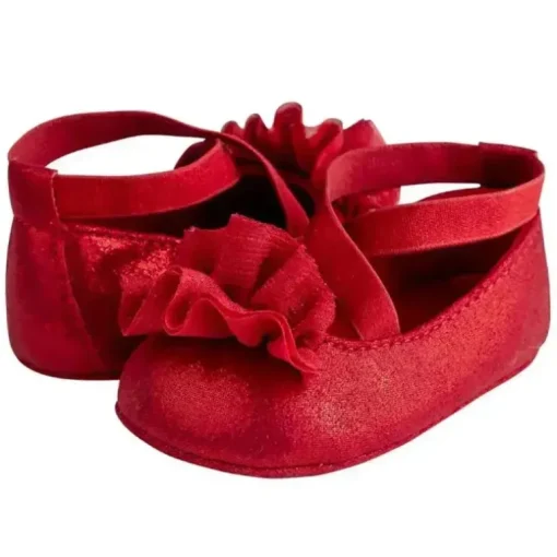 Baby Deer - Red Shimmer Pu One-Strap Skimmer W/Shimmer Chiffon Flower Orn