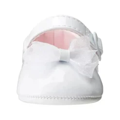 Baby Deer - Sapatos elegantes para menina com pé-de-gato com laço extravagante, branco