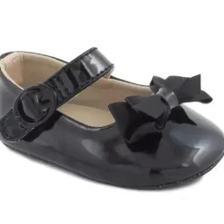 Baby Deer - Skimmer de patente para bebês com laço extravagante, preto