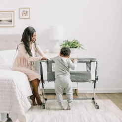 Baby Delight - Beside Me Dreamer Bassinet, ajuste de altura em 6 posições, Charcoal Tweed