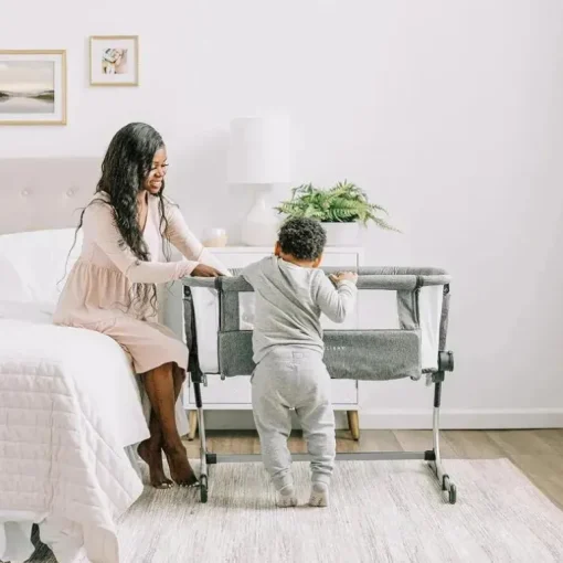 Baby Delight - Beside Me Dreamer Bassinet, ajuste de altura em 6 posições, Charcoal Tweed