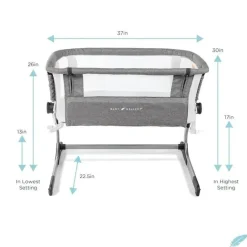 Baby Delight - Beside Me Dreamer Bassinet, ajuste de altura em 6 posições, Charcoal Tweed