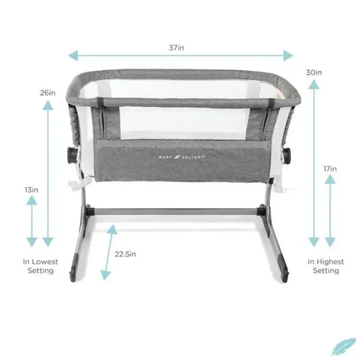 Baby Delight - Beside Me Dreamer Bassinet, ajuste de altura em 6 posições, Charcoal Tweed
