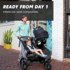 Baby Jogger - Carrinho de corrida duplo Summit X3, preto meia-noite