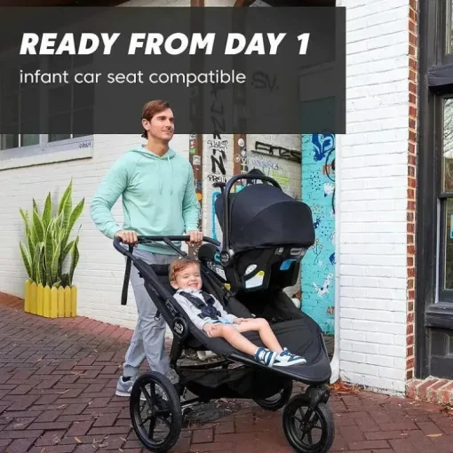 Baby Jogger - Carrinho de corrida duplo Summit X3, preto meia-noite
