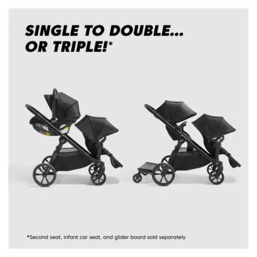 Baby Jogger - Carrinho de passeio City Select 2 simples a duplo, marfim fosco
