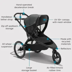 Baby Jogger - City Prix™ Jogger X Bike Trailer Stroller, Ambition Preto