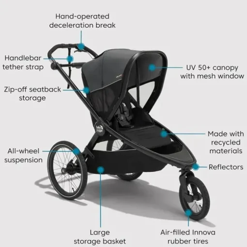 Baby Jogger - City Prix™ Jogger X Bike Trailer Stroller, Ambition Preto