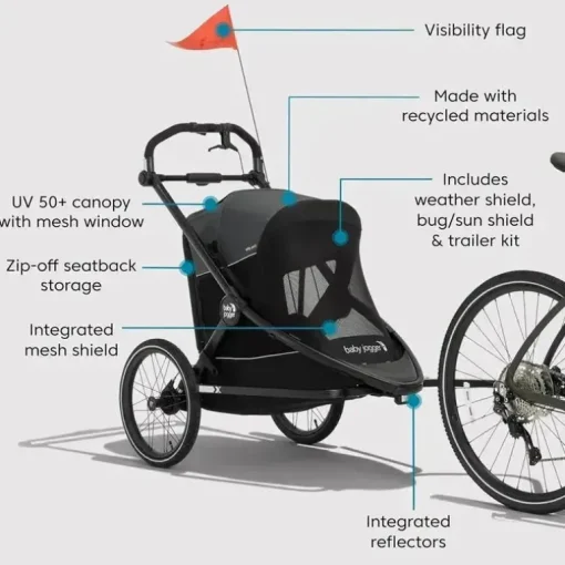 Baby Jogger - City Prix™ Jogger X Bike Trailer, Ambition Black