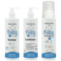 Baby Jolie - conjunto de cuidados com os cabelos para bebês e crianças pequenas (shampoo, condicionador e shampoo de espuma), sem rasgos