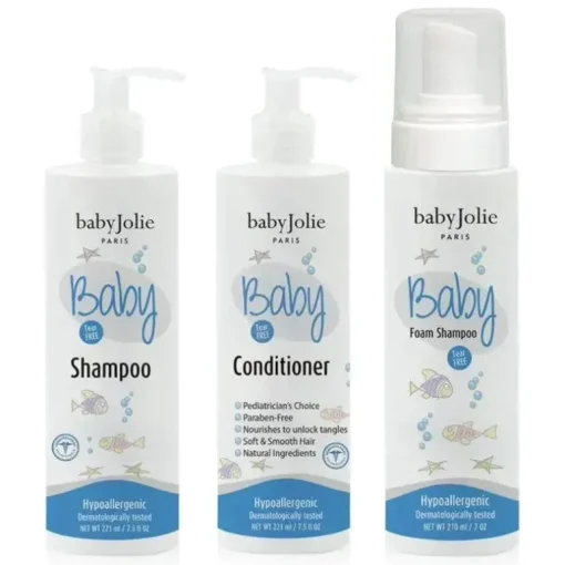Baby Jolie - conjunto de cuidados com os cabelos para bebês e crianças pequenas (shampoo, condicionador e shampoo de espuma), sem rasgos