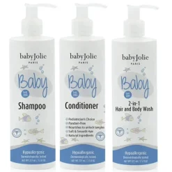 Baby Jolie - Conjunto para hora do banho do bebê (shampoo, condicionador, sabonete líquido 2 em 1)