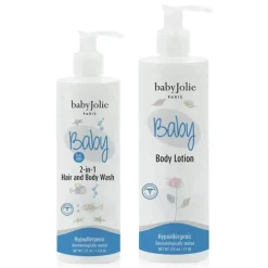 Baby Jolie - Pacote de banho de bebê (loção corporal e sabonete líquido para cabelo e corpo 2 em 1)