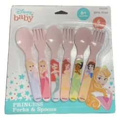 Baby King - Conjunto de garfos e colheres Disney Baby Princess de 6 peças