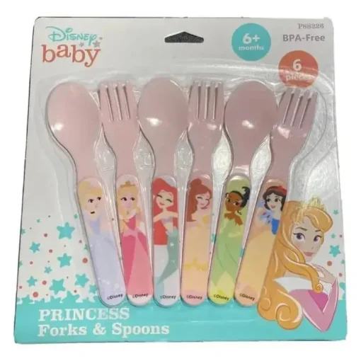 Baby King - Conjunto de garfos e colheres Disney Baby Princess de 6 peças