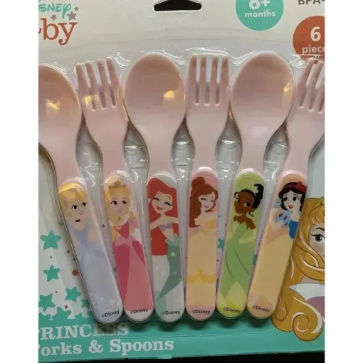 Baby King - Conjunto de garfos e colheres Disney Baby Princess de 6 peças