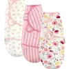 Baby Vision - 3 Pk Envoltórios Orgânicos para Bebê Menina, Botânico, 0/3M