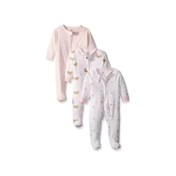 Baby Vision - 3 unidades de zíper de algodão para meninas dormir e brincar, unicórnio