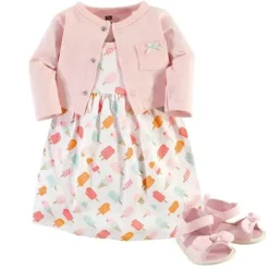 Baby Vision - Cardigan de bebê menina, conjunto de vestido e sapatos, sorvete