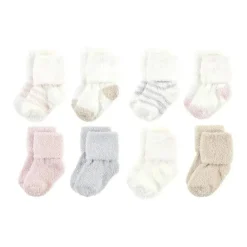 Baby Vision - Chenille Socks 8Pk, Pink Neutral Stripe - Small