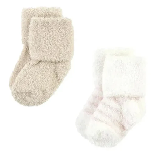 Baby Vision - Chenille Socks 8Pk, Pink Neutral Stripe - Small