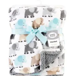 Baby Vision - Cobertor de pelúcia unissex Luvable Friends com costas Sherpa, elefante cinza