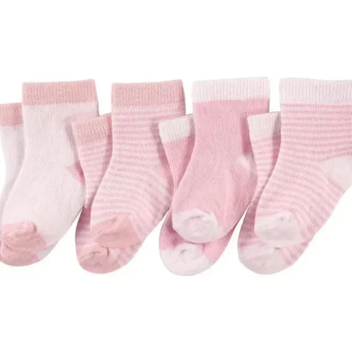 Baby Vision - Conjunto de meias para bebês Luvable Friends, 6-12M, rosa claro branco, 4 unidades