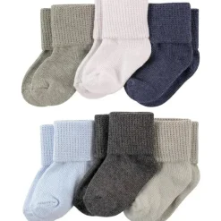 Baby Vision - Conjunto de meias unissex para bebês recém-nascidos e bebês Luvable Friends, azul/cinza, 12-24 meses, 6 unidades