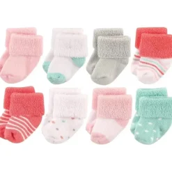 Baby Vision - Conjunto de meias unissex para bebês recém-nascidos e bebês Luvable Friends, ponto coral, 6-12 meses, 8 unidades