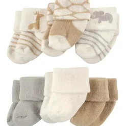 Baby Vision - Conjunto de meias unissex para bebês recém-nascidos e bebês Luvable Friends, Safari, 0-3 meses, 6 unidades