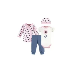 Baby Vision - Conjunto orgânico de 4 unidades para bebê menina, prematuro, flores
