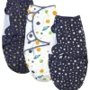 Baby Vision - Hudson Baby Unissex Bebê Acolchoado Algodão Swaddle Wrap 3pk, Estrelas Metálicas, 0-3 Meses