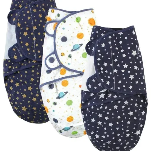 Baby Vision - Hudson Baby Unissex Bebê Acolchoado Algodão Swaddle Wrap 3pk, Estrelas Metálicas, 0-3 Meses
