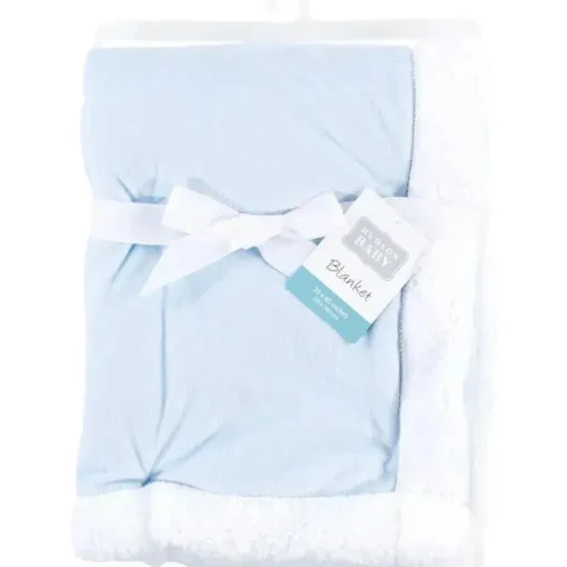 Baby Vision - Hudson Baby unissex de pelúcia de vison e cobertor sherpa, azul claro branco