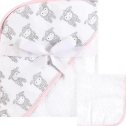 Baby Vision - Hudson Baby Toalha e Toalha Unissex de Algodão com Capuz para Bebê, Cordeiro
