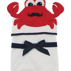 Baby Vision – Hudson Baby unissex bebê algodão animal rosto toalha com capuz, Mr Crab