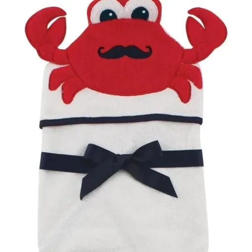 Baby Vision – Hudson Baby unissex bebê algodão animal rosto toalha com capuz, Mr Crab