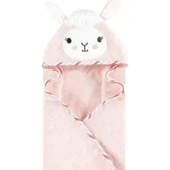 Baby Vision – Hudson Baby unissex de algodão para bebê com capuz e rosto de animal, lhama rosa