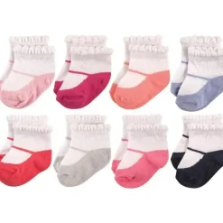 Baby Vision – Hudson Baby Baby Girls para recém-nascidos ricos em algodão e meias felpudas, Mary Jane, 12-24 meses, 8 unidades