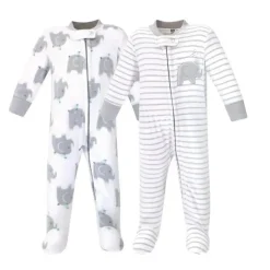 Baby Vision - Hudson Baby Unissex 2Pk Fleece Zíper Dormir e Brincar, Elefantes
