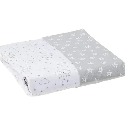 Baby Vision - Lençol de berço 2Pk 28X52 em nuvens cinza