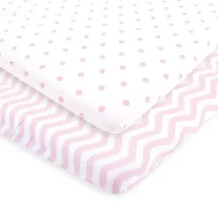 Baby Vision - Luvable Friends Lençol de berço unissex para bebê, ponto Chevron rosa