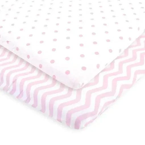 Baby Vision – Luvable Friends Lençol de brincar unissex para bebê, ponto chevron rosa