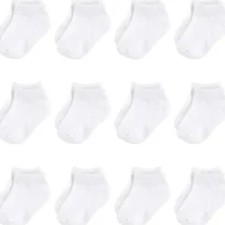 Baby Vision – Meias felpudas e recém-nascidas ricas em algodão para meninas, brancas, sem comparecimento, 12 a 24 meses, 12 unidades