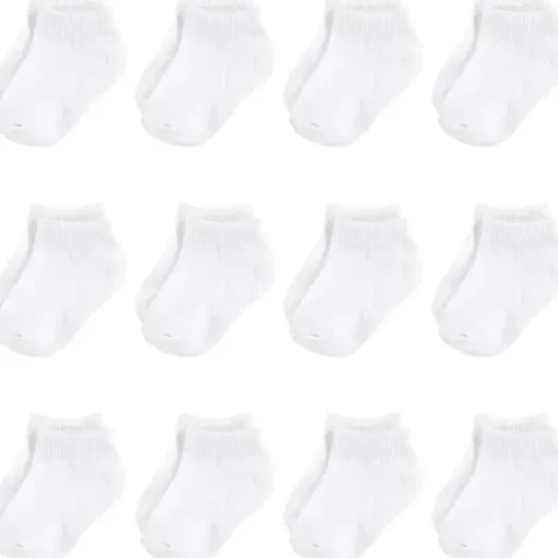 Baby Vision – Meias felpudas e recém-nascidas ricas em algodão para meninas, brancas, sem comparecimento, 6 a 12 meses, 12 unidades