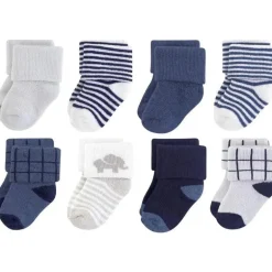 Baby Vision - Meias unissex de algodão orgânico para bebê tocadas pela natureza, elefante azul, 6-12 meses, 8 unidades