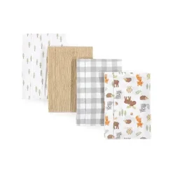 Baby Vision - Panos de arroto de flanela de algodão unissex Hudson Baby 4Pk, Woodland